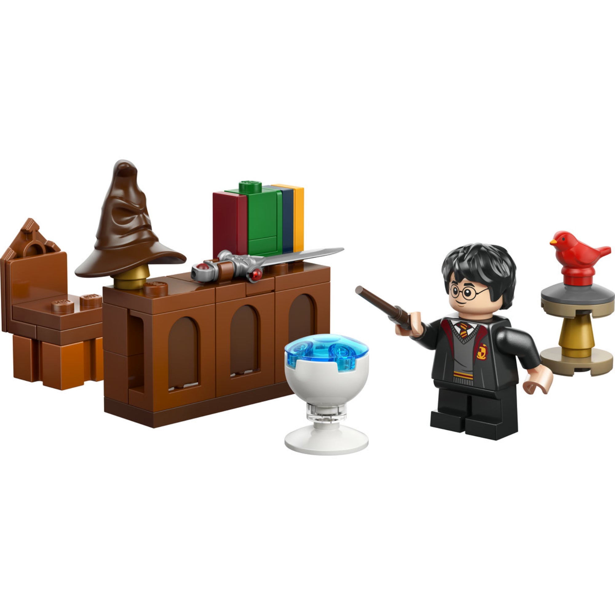 LEGO Harry Potter Dumbledore's Office with Harry Potter 30724 megépített jelenet Harry Potter minifigurával, Dumbledore íróasztalával, Teszlek Süvegével és varázspálcával.