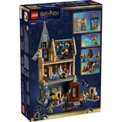 LEGO Harry Potter: Hogwarts kastély – Kórházi szárny 76463 – a doboz hátoldala, a belső terek és játékfunkciók bemutatásával.