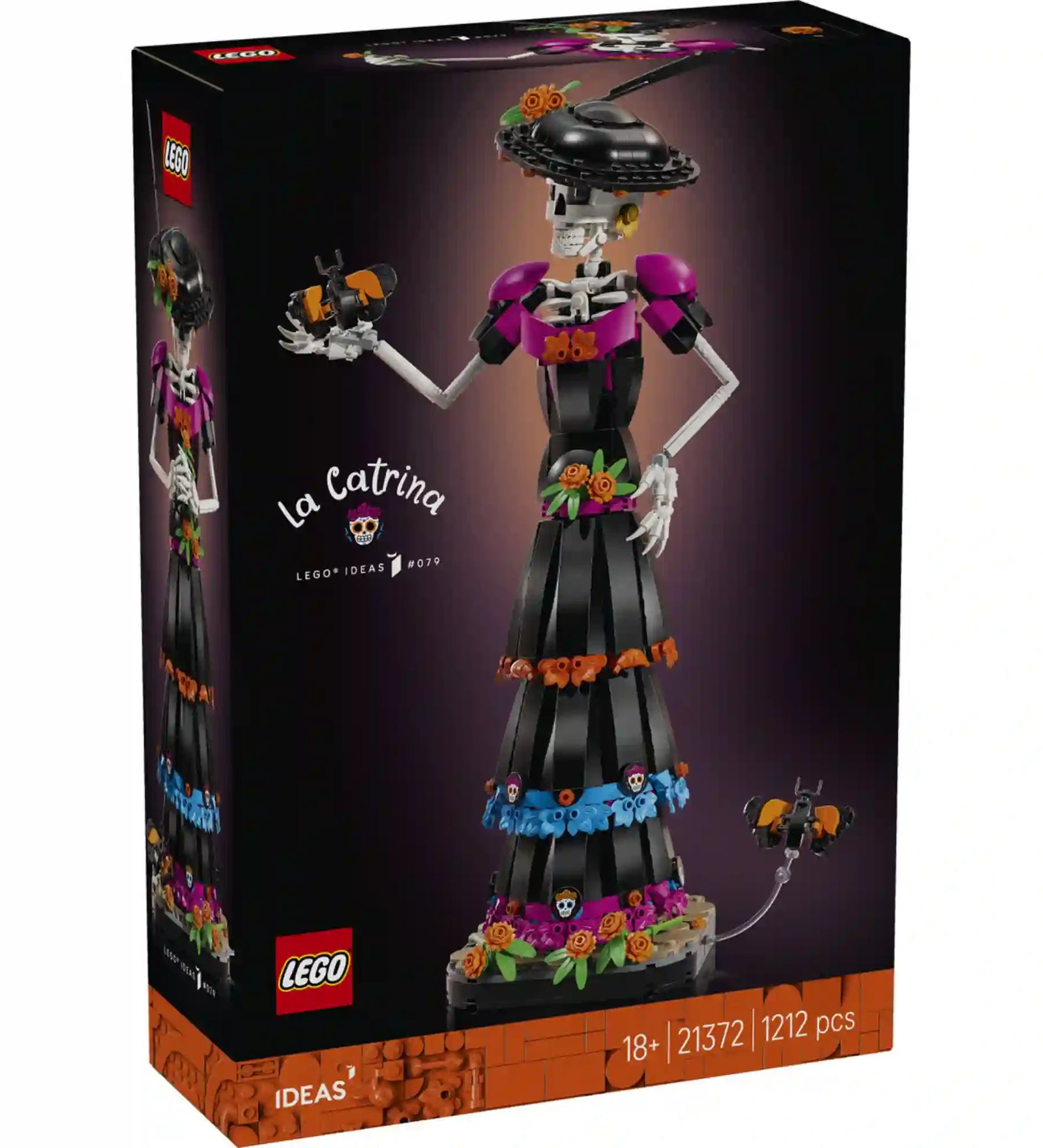 A LEGO Ideas La Catrina 21372 készlet dobozának eleje a színes La Catrina modellel.