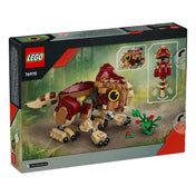 A LEGO Jurassic World Baby Dinosaur Dolores: Aqiulops (76970) dobozának hátoldala, amely a dinoszaurusz mozgatható részeit és funkcióit mutatja be.
