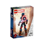 A LEGO Marvel Amerika Kapitány építőfigura 76258-as készlet dobozának hátoldala, amely bemutatja a figura méretarányát, mozgatható részeit és pózolási lehetőségeit.