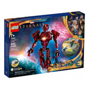 A LEGO Marvel 76155 szett dobozának előlapja, amelyen látványosan megjelenik Arishem az űr háttér előtt, alatta négy minifigura és egy Deviáns, a doboz jobb felső sarkában a LEGO és Marvel logókkal.
