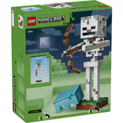 LEGO Minecraft: A csontváz 21594, 502 darabos dobozának hátoldala, csontváz figurával ábrázolva. 