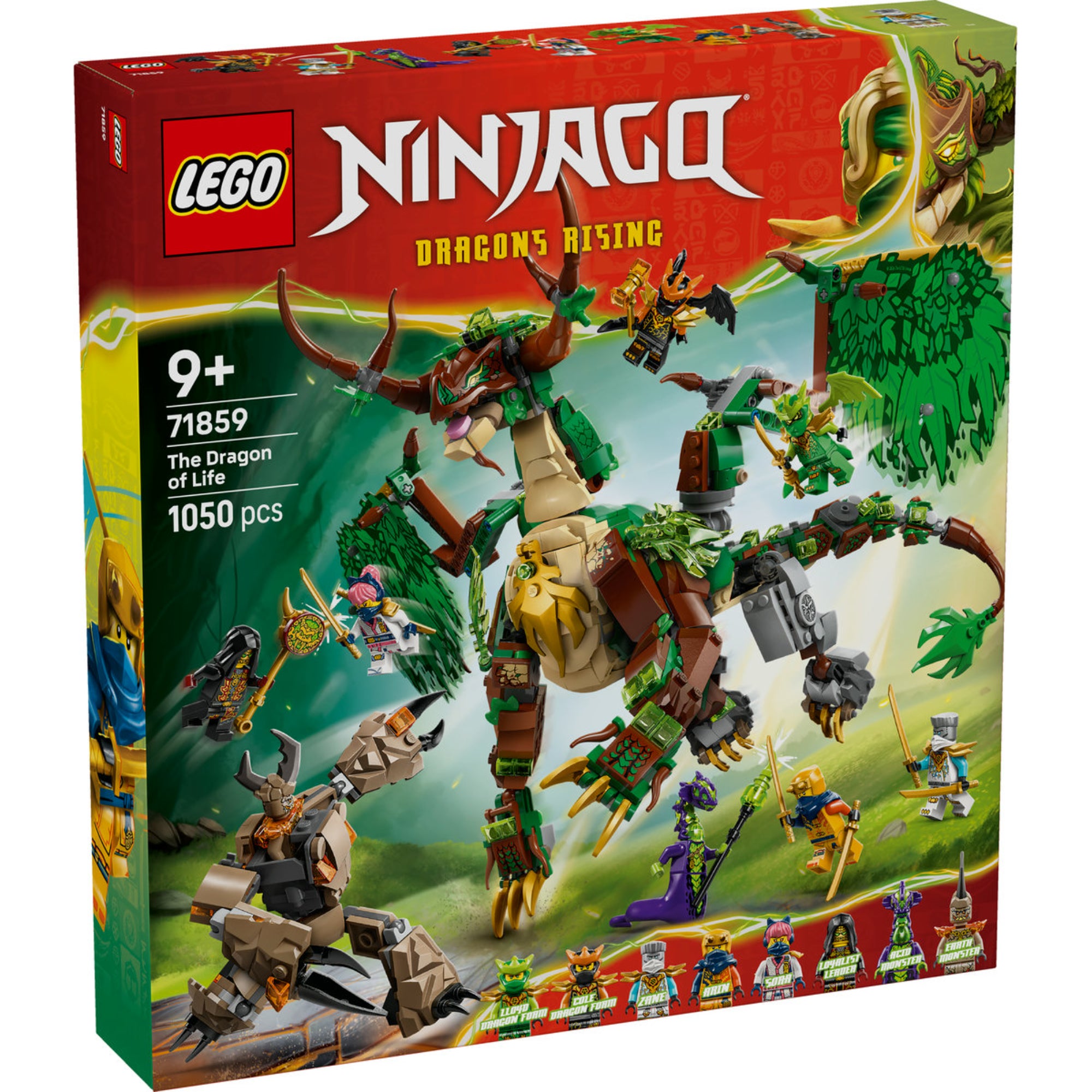 LEGO NINJAGO The Dragon of Life (71859) elölnézeti dobozkép, 9+ korosztály, 1050 darabos készlet.