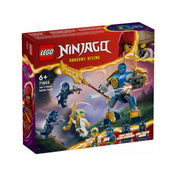 A LEGO NINJAGO Jay robot csatakészlet (71805) doboza elölről, élénk kék és sárga dizájnnal, a készlet tartalmát akcióban ábrázoló illusztrációval és a LEGO NINJAGO logóval.