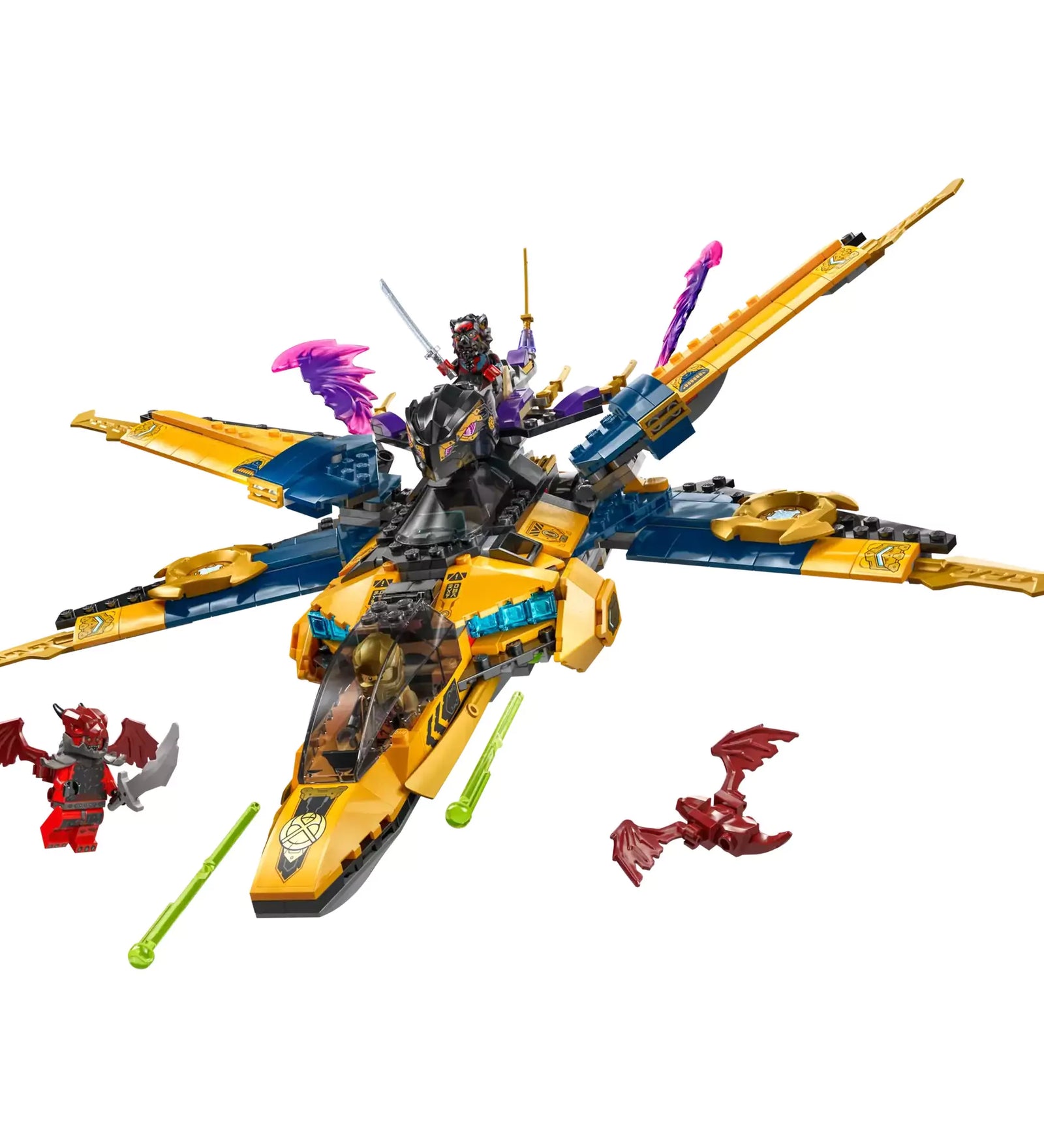 LEGO NINJAGO Ras és Arin szuper viharrepülője - Arin és Ras akciókész repülője sárkánylénnyel és kilövőkkel, a fantasztikus kalandokhoz.