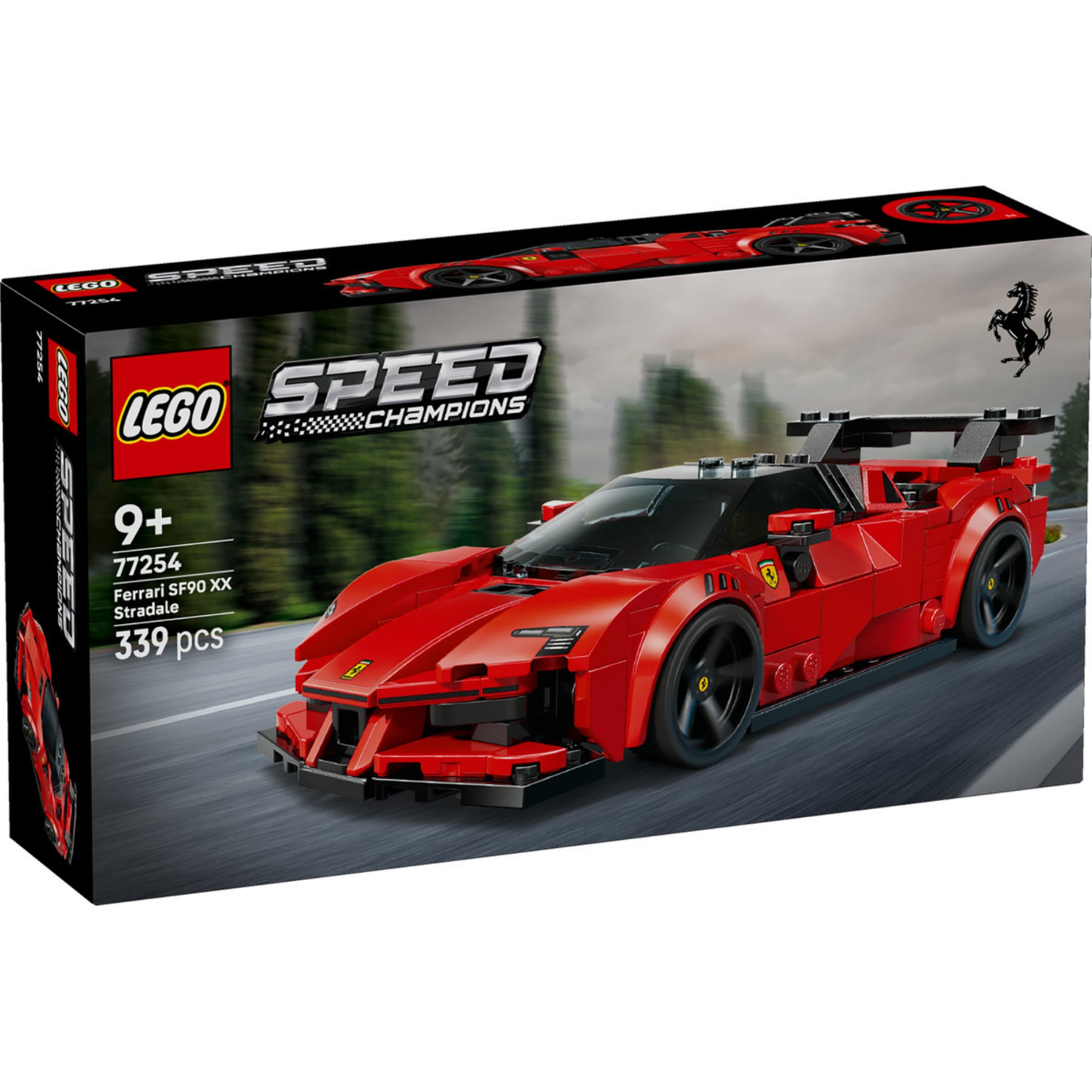 LEGO Speed Champions Ferrari SF90 XX Stradale (77254) dobozkép, piros Ferrari sportautóval.