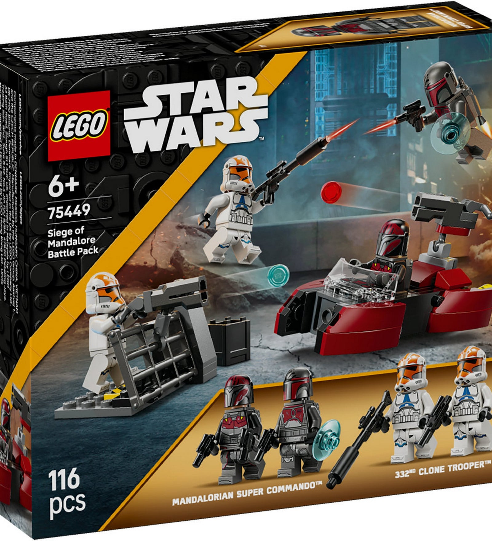 LEGO Star Wars Siege of Mandalore Battle Pack (75449) – Dobozkép klón katonákkal és mandalori harcosokkal csatajelenetben.