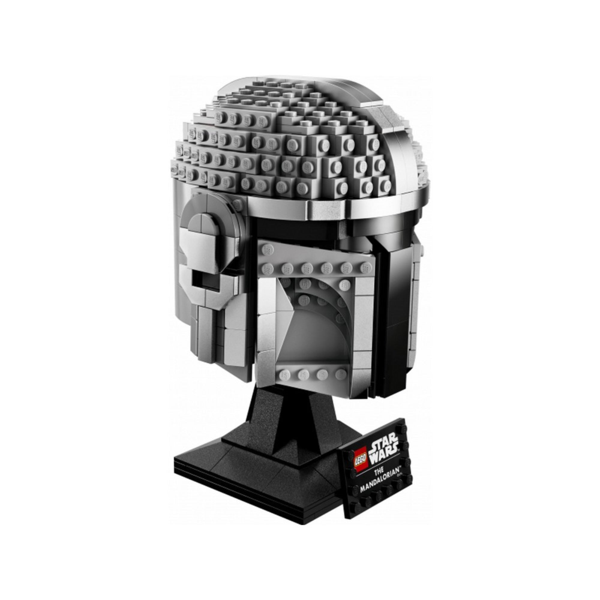 A LEGO Star Wars A Mandalóri sisak (75328) modell oldalnézete, mely kiemeli a sisak sima és lekerekített felületét.