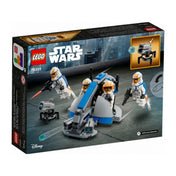 A LEGO Star Wars 75359 dobozának hátoldala, amely bemutatja a játékelemek mozgatható funkcióit, a lövedék kilövését és a figura-akciókat.