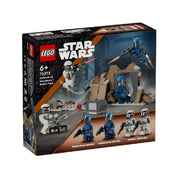 A LEGO Star Wars 75373 Csapda a Mandalore bolygón harci csomag dobozának előlapja, rajta a négy minifigura és az akciójelenet a sziklás terepen.