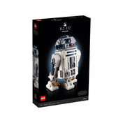 A LEGO Star Wars R2-D2 (75308) doboza, sötét háttérrel kiemelve a részletgazdag, megépített droid modellt, a készlet adataival és Star Wars logóval.