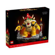 A LEGO Super Mario A hatalmas Bowser (71411) doboza sötét háttérrel, a monumentális Bowser figura tűzoszlopok között, 2807 darabbal és 18+ korosztály jelzéssel.