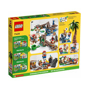 A LEGO Super Mario Diddy Kong utazása a bányacsillében (71425) készlet hátoldala, rajta a részletes játékmeneti funkciók és kombinálási lehetőségek bemutatásával.