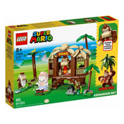 A LEGO Super Mario Donkey Kong lombháza kiegészítő szett (71424) doboza, rajta a készlet látványos grafikájával, Donkey Kong és Cranky Kong figuráival, valamint a trópusi lombház részleteivel.