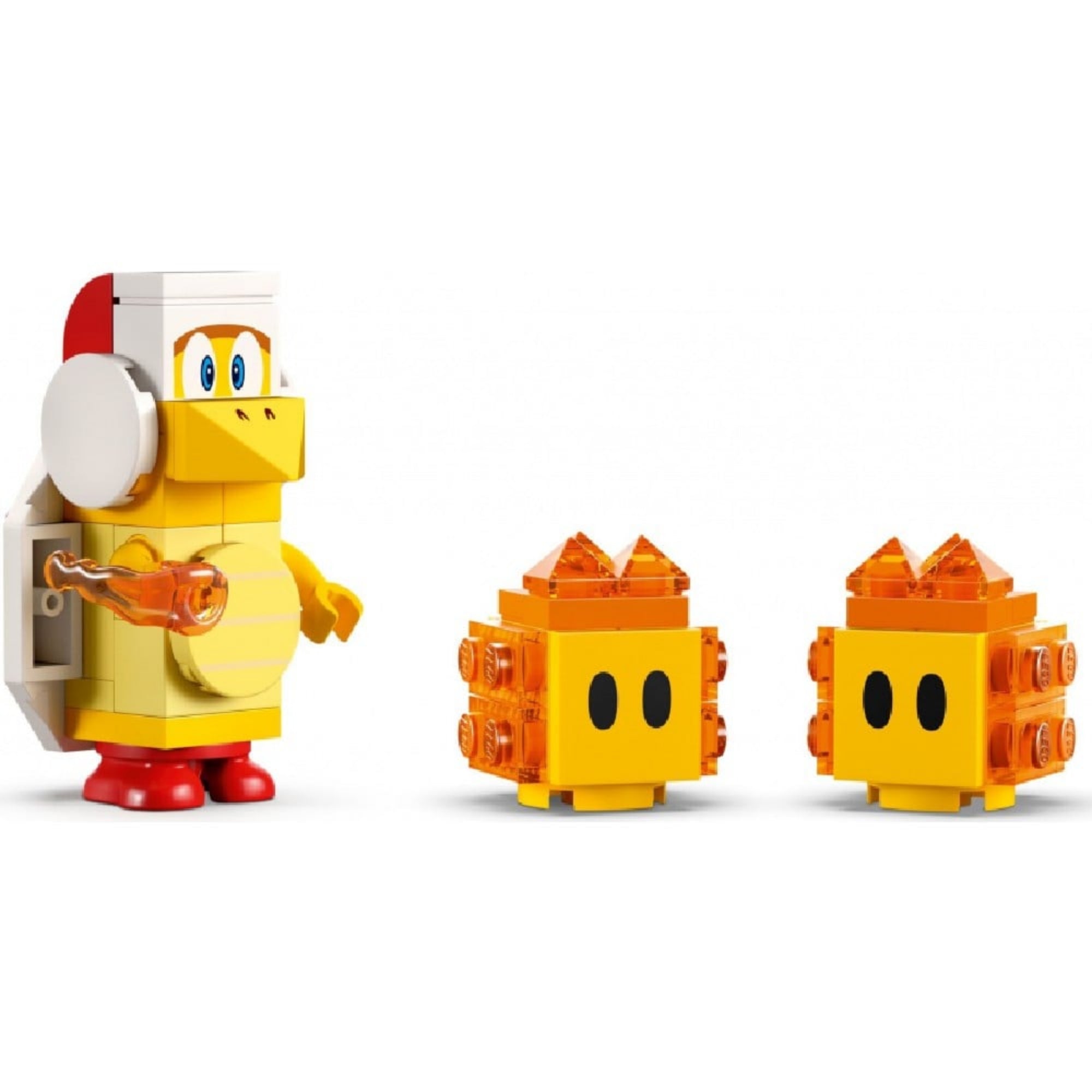 LEGO Super Mario Lavahullám-lovaglás (71416) három karaktere: egy tűzgolyókat dobó Koopa Troopa és két narancssárga lávafigura.