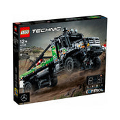 A LEGO Technic Mercedes-Benz Zetros doboza, amelyen a zöld-fekete terepjáró teherautó sárban halad, alján a Control+ logóval.
