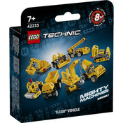 LEGO Technic: Mini Munkagépek 42233, 44 darabos készlet csomagolása a különböző megépíthető munkagépekkel.
