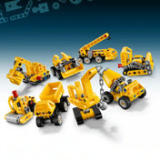 LEGO Technic: Mini Munkagépek 42233, 44 darabos sorozat különböző sárga építőipari járművei.