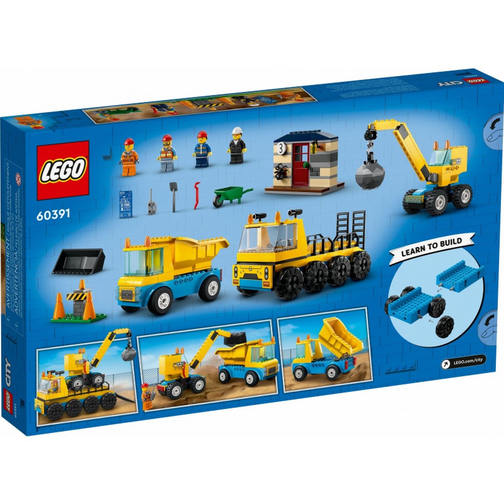 LEGO City Építőipari teherautók és bontógolyós daru 60391