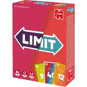 A piros dobozos LIMIT kártyajáték doboza, színes nyilakkal és számkártyákkal az elején, a Jumbo logóval.