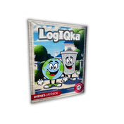 LogIQka társasjáték doboz eleje, vidám rajzolt Föld és kuka figurákkal, Dienes játékok.