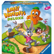 A Lotti Karotti Deluxe társasjáték színes, illusztrált doboza látható, amely a játékot reklámozza.