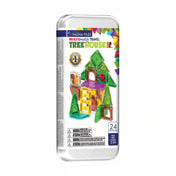 Magna-Tiles microMAGS Travel Tree House mágneses építőjáték fémdobozos csomagolásban, színes lombház építménnyel a borítón.