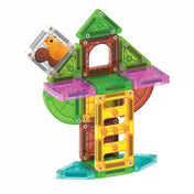 Magna-Tiles microMAGS Travel Tree House mágneses építőjáték magasított lombház építménnyel, sárga létrával és mókus mintás elemmel.