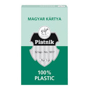Piatnik magyar kártya zöld doboza 100% plastic felirattal, 32 lapos tartós kártyapakli jelöléssel.