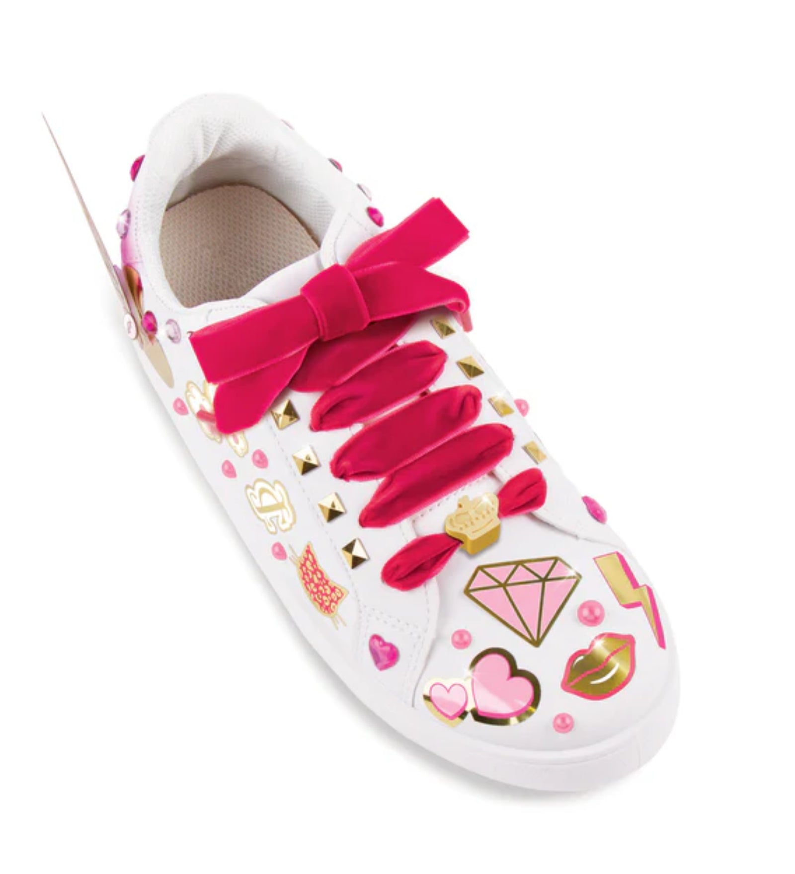 Juicy Couture Sticker Chic cipőmatrica készlet hátoldala, részletes leírással a tartalomról és a felhasználási útmutatóval.