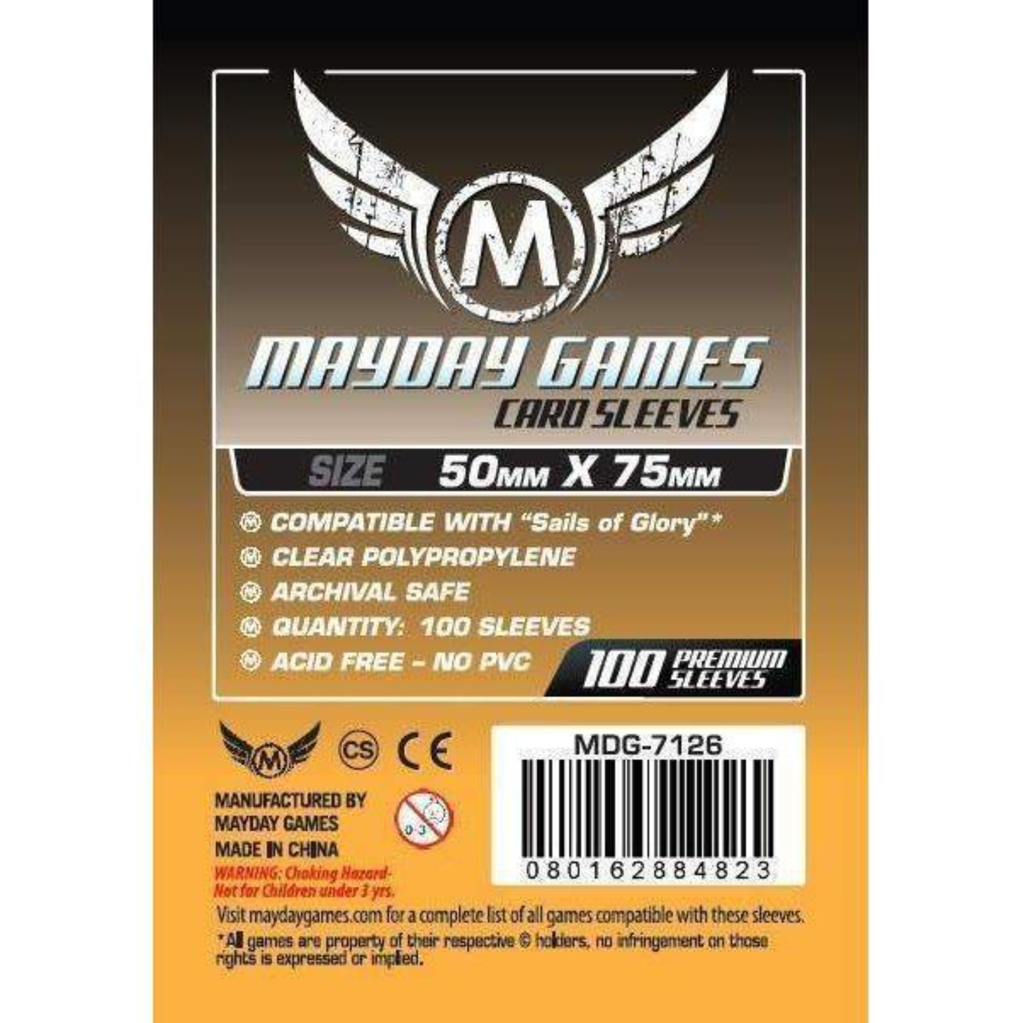 Mayday Games Card Sleeves (50 mm x75 mm) – 100 db Premium Sleeves egyedi méretű kártyavédő csomagolás, átlátszó polipropilén anyagból, savmentes és PVC-mentes kivitelben, 100 darabos kiszerelésben.