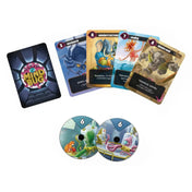 Mindbug – Első találkozás társasjáték játékelemek részletesen, szörnykártyák, pontkorongok és egyedi grafikai stílusú kiegészítők