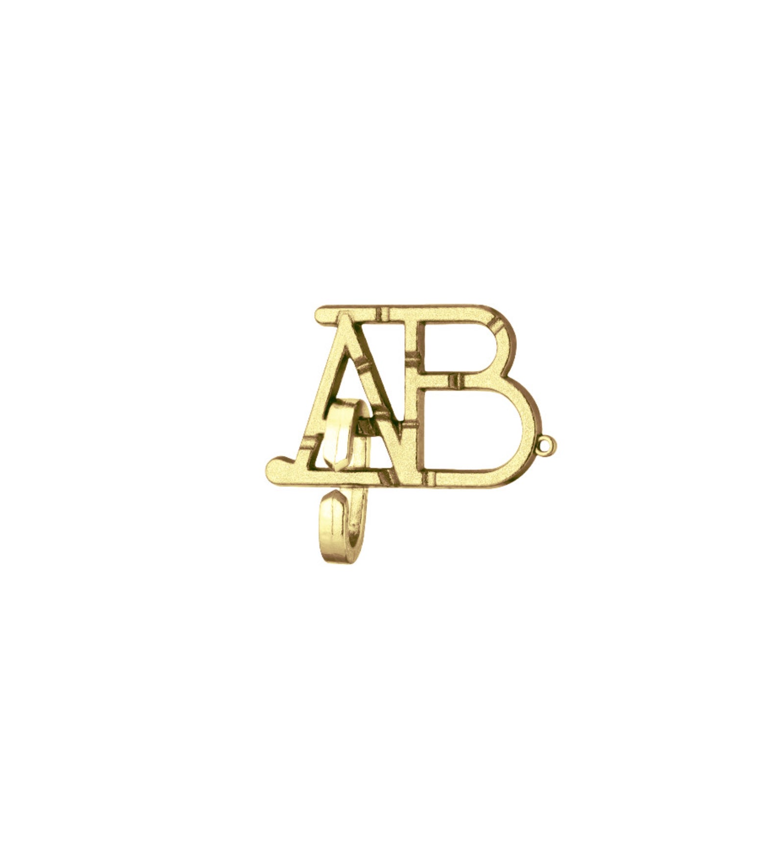 Arany színű Huzzle Cast ABC kirakó, amely az A és B betűkből álló, egymásba fonódó fémdarabokat mutatja, egy C betű alakú gyűrűvel a középpontban.