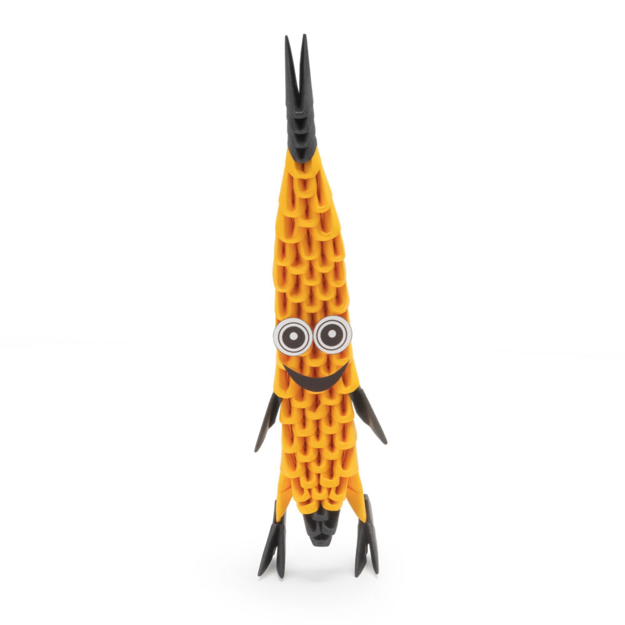 Alexander 3D Origami – Banán készletből készült sárga-fekete banánfigura mosolygó arccal és nagy, vidám szemekkel.