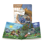 Răspundel Istețel Biblia pentru copii: Povestiri könyv belső oldalak, színes bibliai jelenetekkel és interaktív funkciókkal.