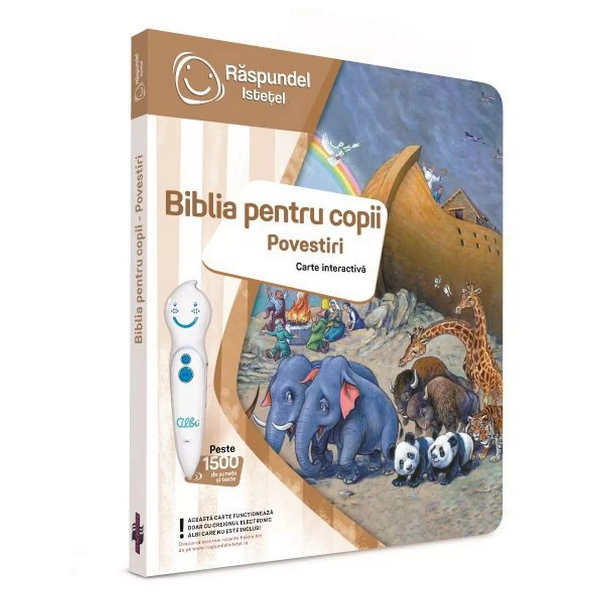 Răspundel Istețel Biblia pentru copii: Povestiri könyv, amely több mint 1500 hanggal és szöveggel segíti a gyerekeket a bibliai történetek megismerésében.
