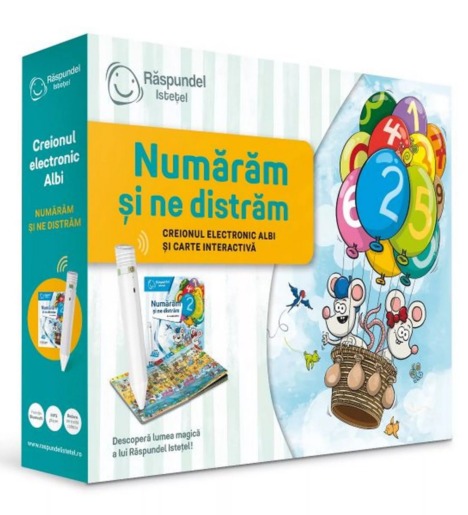 Răspundel Istetel – Numărăm și ne distrăm doboz színes illusztrációval és interaktív tollal.