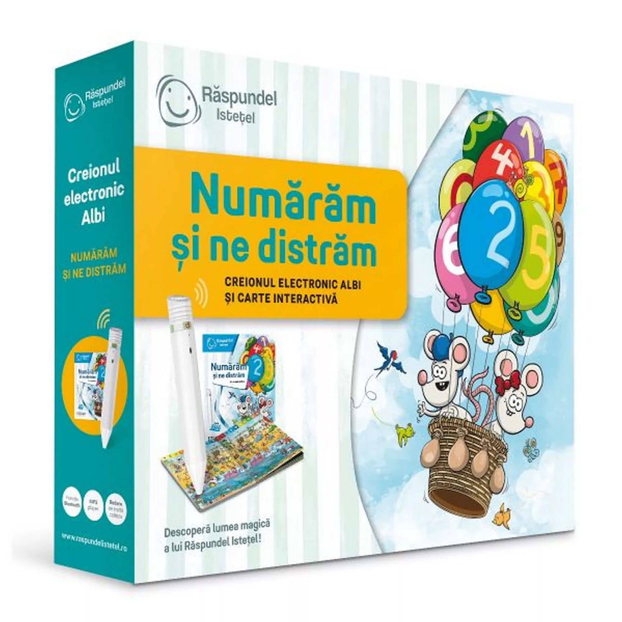 Răspundel Istetel – Numărăm și ne distrăm doboz színes illusztrációval és interaktív tollal.