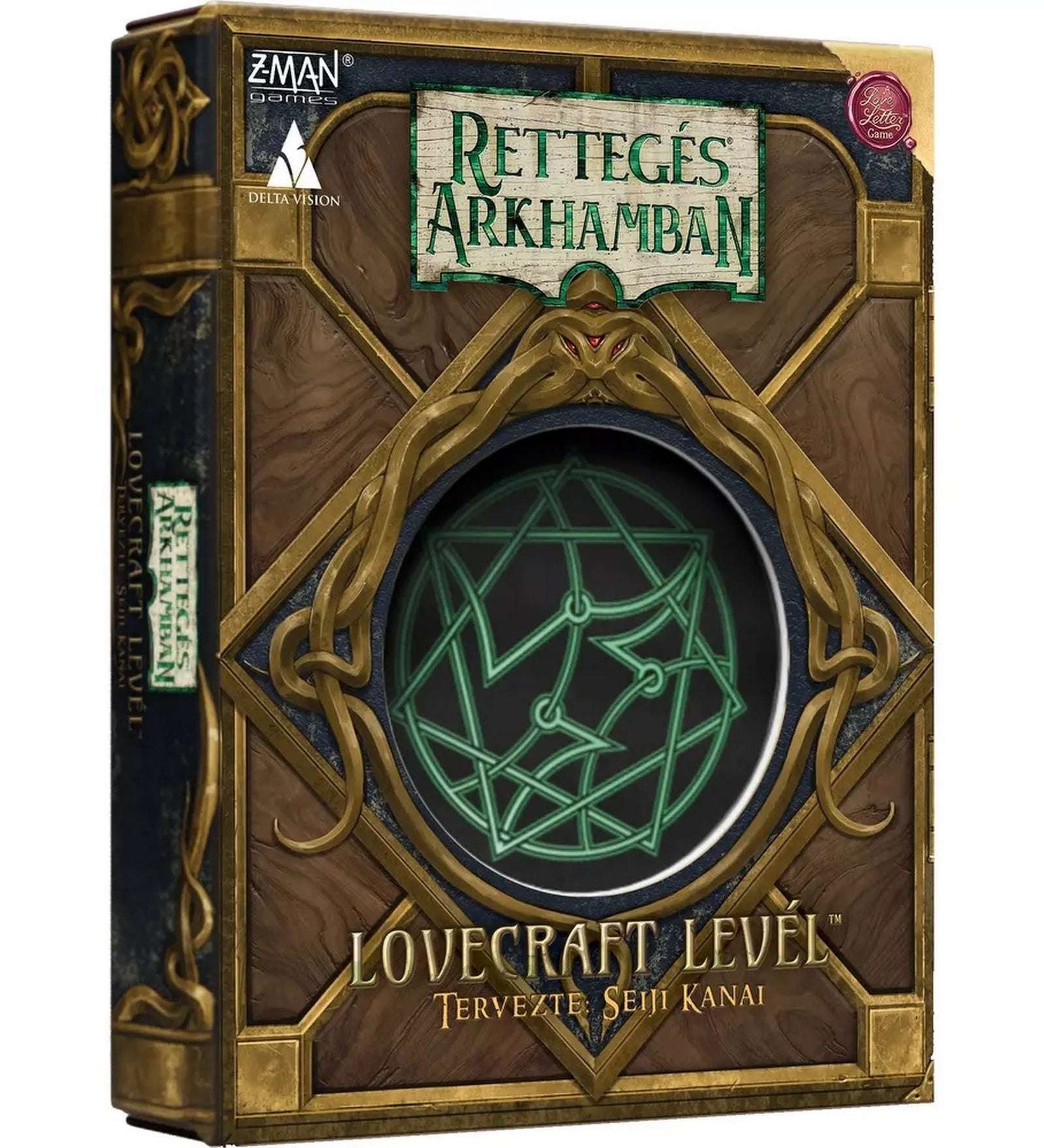 Rettegés Arkhamban: Lovecraft Levél társasjáték dobozkép, Lovecraft Letter kártyajáték Cthulhu tematikával, Delta Vision kiadás