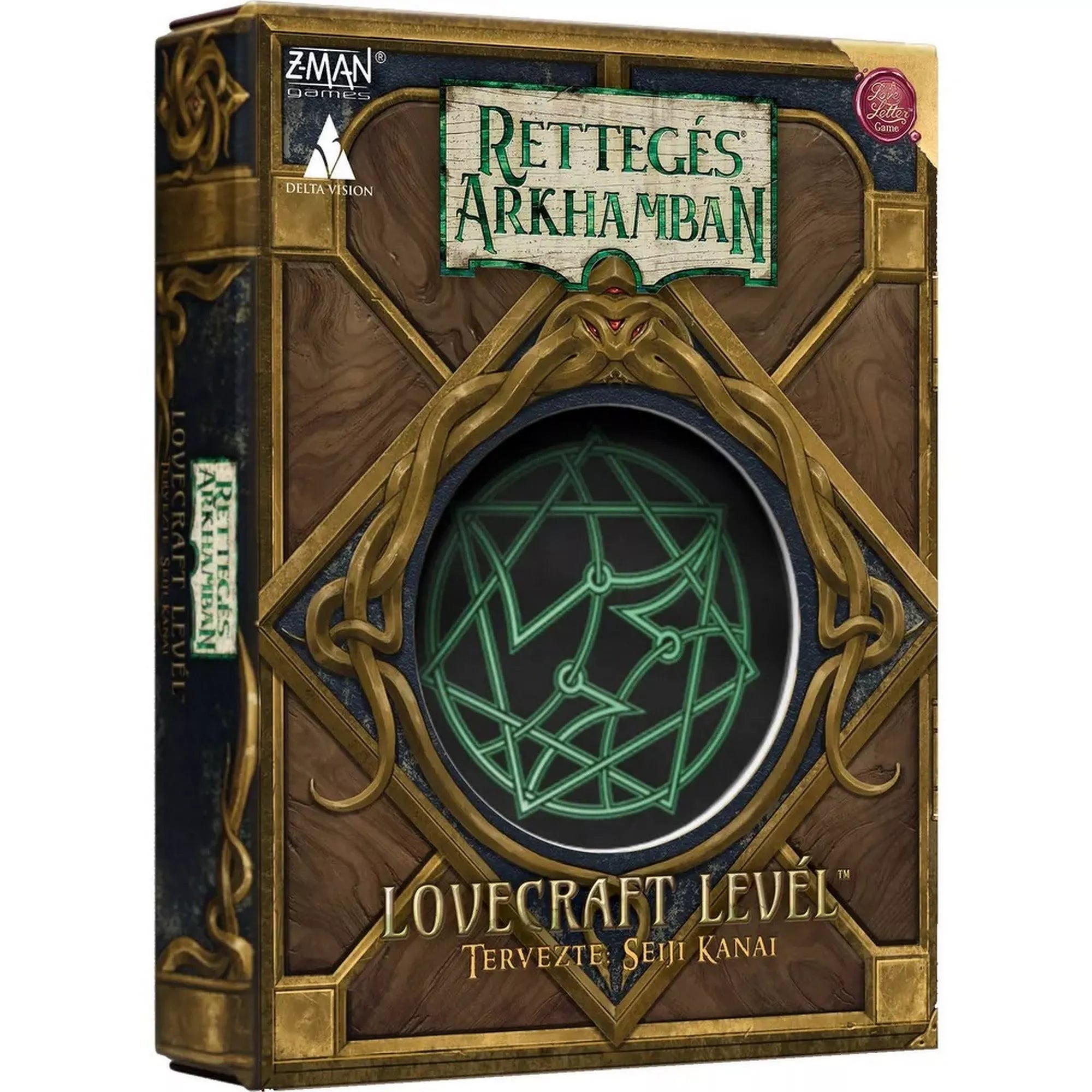 Rettegés Arkhamban: Lovecraft Levél társasjáték dobozkép, Lovecraft Letter kártyajáték Cthulhu tematikával, Delta Vision kiadás