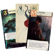 Rettegés Arkhamban: Lovecraft Levél kártyák közelről, Mélység lap, A zenész és boríték dizájn Lovecraft világából