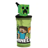 STOR Minecraft mintás pohár hajlítható szívószállal és 3D figurával, 360 ml