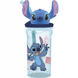 STOR Stitch mintás pohár hajlítható szívószállal és 3D figurával, 360 ml