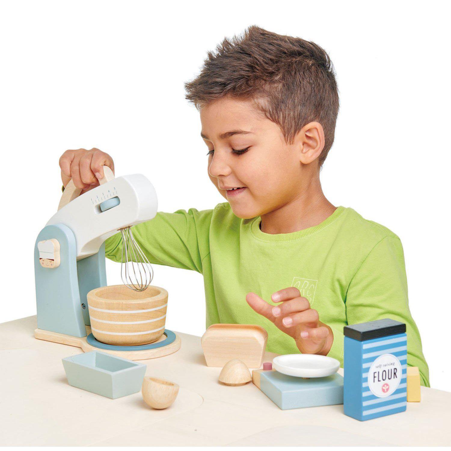 Robot de bucătărie, din lemn premium Mini Chef Home baking - 27 piese, cântar și accesorii - Tender Leaf Toys-Tender Leaf Toys-2-Jocozaur