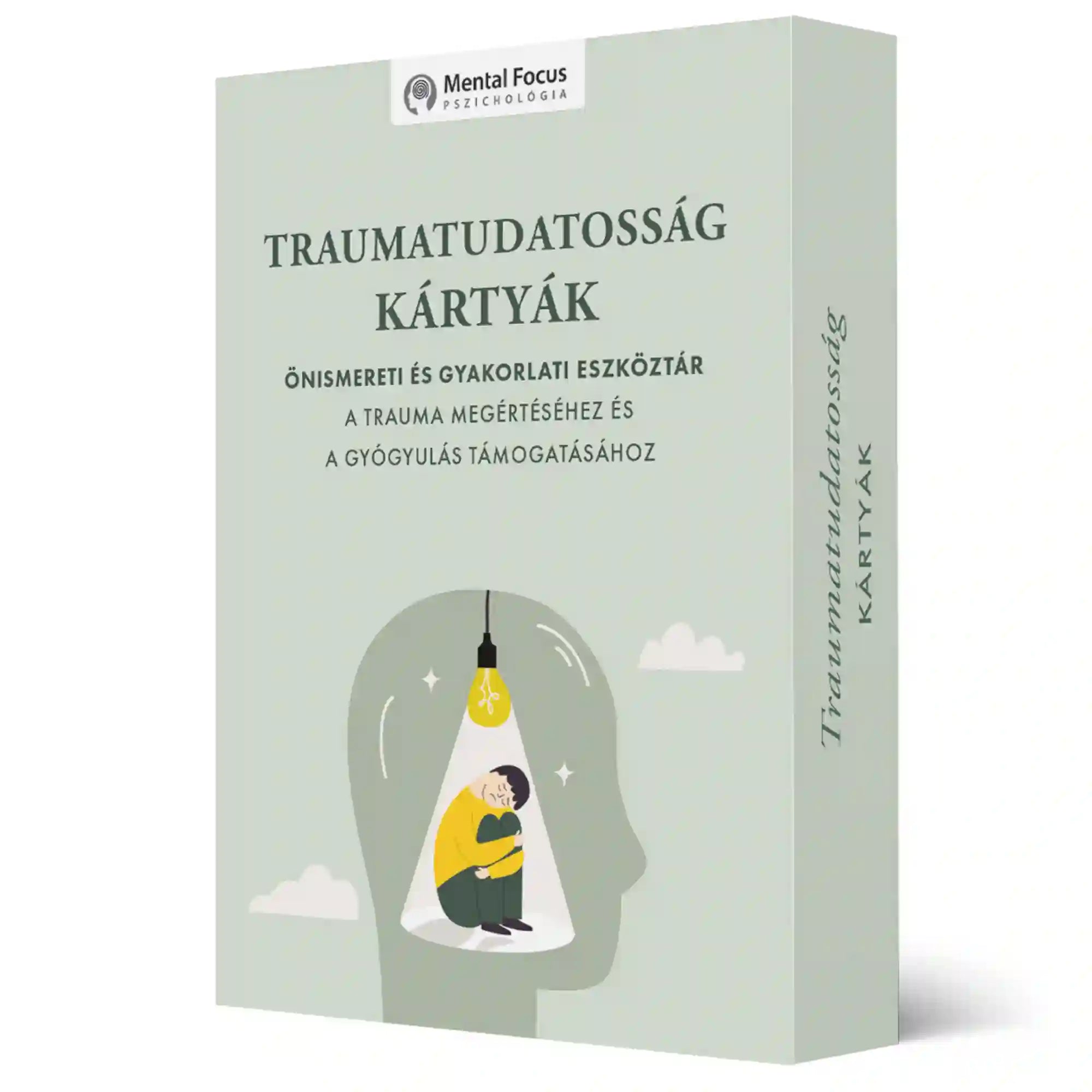 Traumatudatosság kártyák magyar nyelvű társasjáték doboza, önismereti és gyakorlati eszköztár a trauma megértéséhez és a gyógyulás támogatásához.