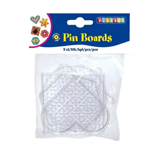 Playbox Pin Boards gyöngyrakó alaplap szett, 5 darab átlátszó műanyag sablonnal különböző formákban kreatív alkotáshoz.