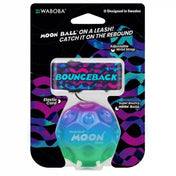 Waboba Bounceback Moon Ball kék-zöld változata eredeti csomagolásban, állítható csuklópánttal és rugalmas zsinórral.