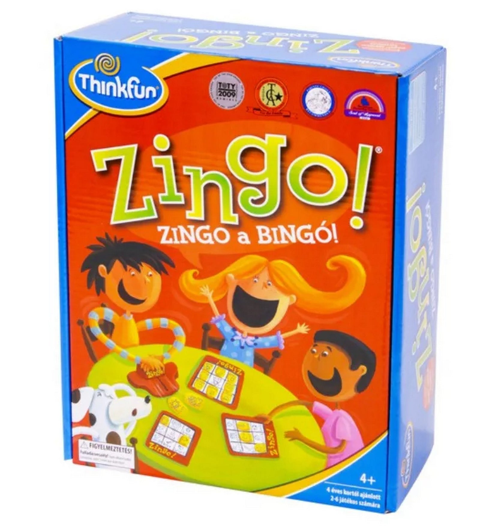 ThinkFun Zingo! – A társasjáték doboza színes illusztrációval, gyerekekkel és a Zingo! logóval az előlapon.