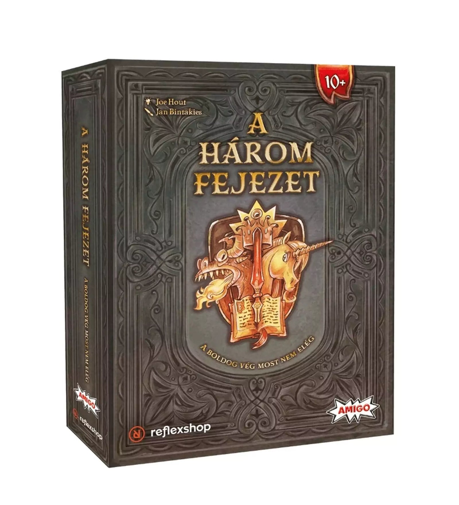 A három fejezet társasjáték doboza, amely a varázslatos legendák világába kalauzol, ahol izgalmas kártyajáték vár